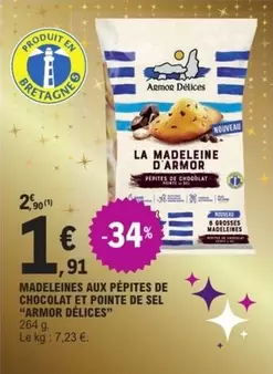 Madeleines Aux Pépites De Chocolat Et Pointe De Sel offre à 1,91€ sur E.Leclerc