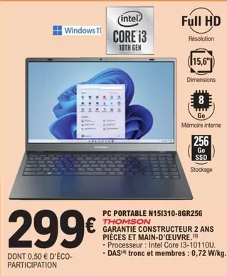 Intex - Pc Portable M151310-86R256 offre à 299€ sur E.Leclerc