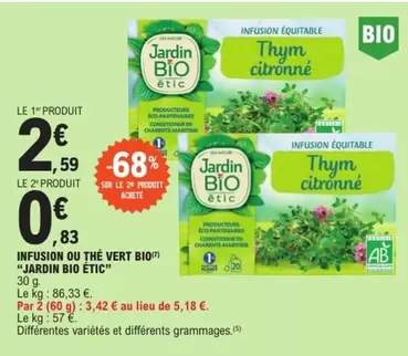 Infusion -  Ou Thé Vert Bio offre à 2,59€ sur E.Leclerc