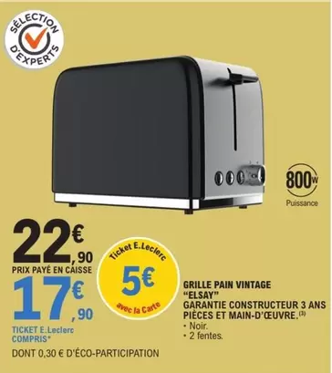 Elsay - Grille Pain Vintage "eisary" offre à 22,9€ sur E.Leclerc