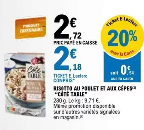 Risotto Au Poulet Et Aux Cepes offre à 2,72€ sur E.Leclerc