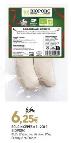 Boudin Cèpes X 2 offre à 6,25€ sur NaturéO