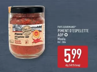 Paysan Gourmand - Pimento D'espelette Aop offre à 5,99€ sur Aldi