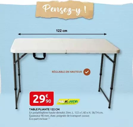 Dim - Table Pliante offre à 29,9€ sur Rural Master