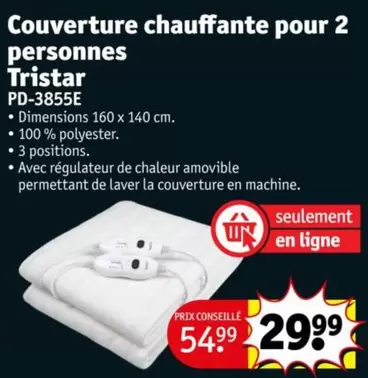 Tristar - Couverture Chauffante Pour 2 Personnes offre à 29,99€ sur Kruidvat