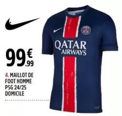 Maillet De Foot Homme Psg 24/25 Domicile offre à 99,99€ sur Intersport