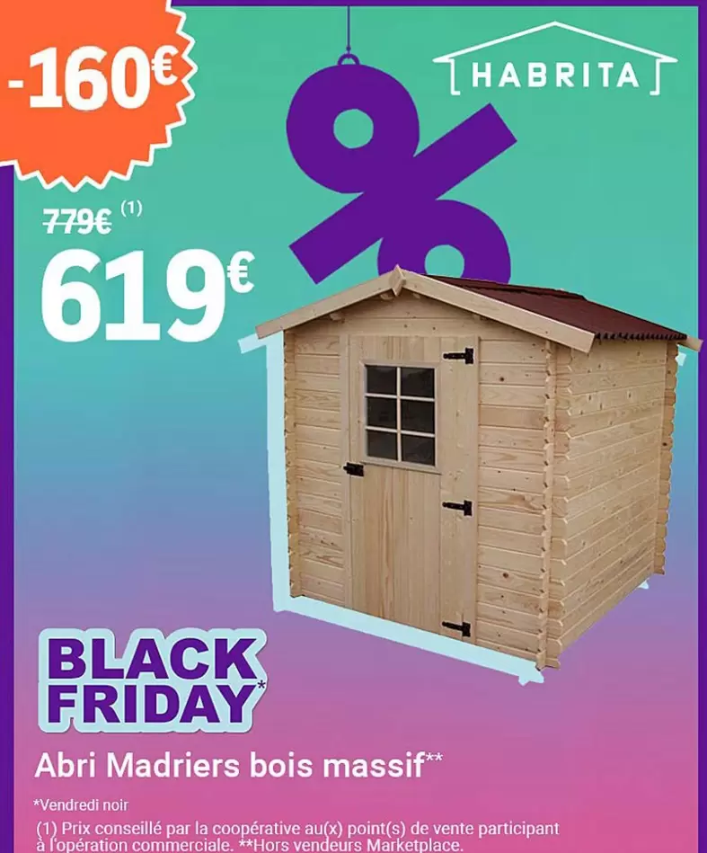 Abri Madriers Bois Massif offre à 619€ sur E.Leclerc Jardi