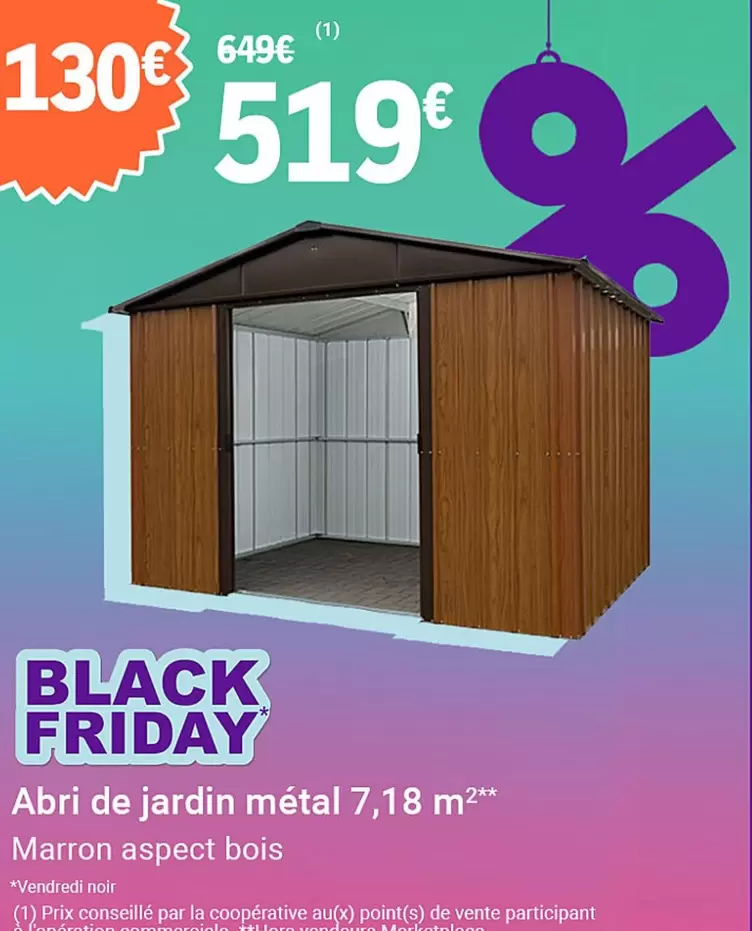 Abri De Jardin Métal 7,18 M2 offre à 519€ sur E.Leclerc Jardi