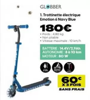 Globber - Trottinette Électrique Emotion 6 Navy Blue offre à 180€ sur City Sport