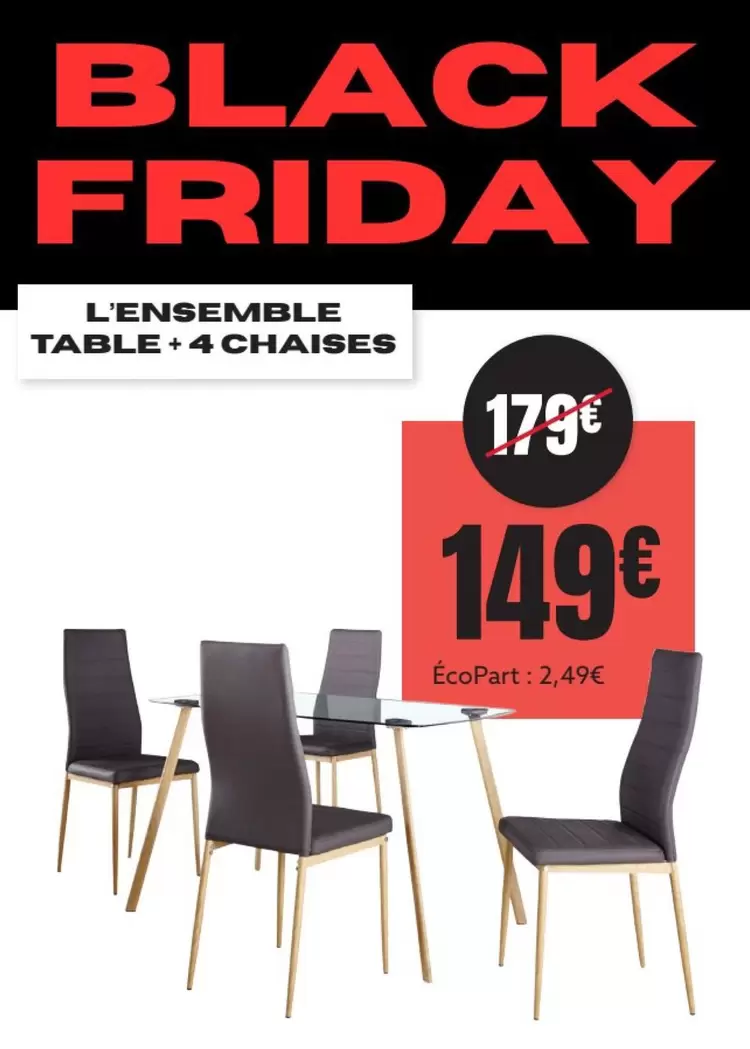 L'ensemble Table + 4 Chaises offre à 149€ sur Atlas