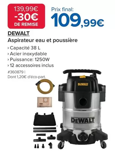 Dewalt - Aspirateur Eau Et Poussière offre à 109,99€ sur Costco