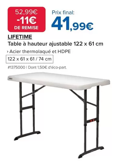 Table À Hauteur Ajustable X 61 Cm offre à 41,99€ sur Costco