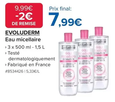 Evoluderm - Eau Micellaire offre à 7,99€ sur Costco