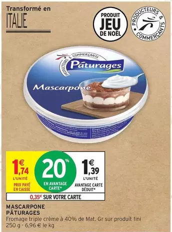 Paturages - Mascarpone offre à 1,39€ sur Intermarché Express