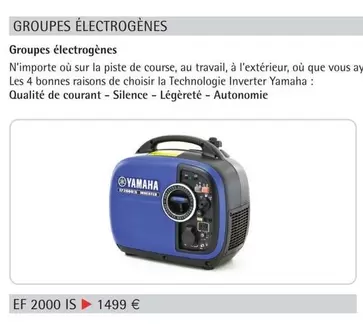 Yamaha - Groupes Électrogènes offre à 1499€ sur Yamaha