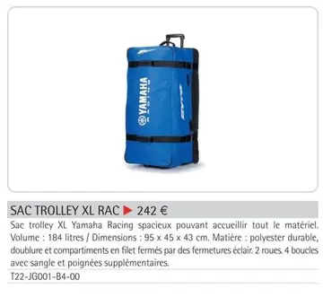 Sac Trolley Xl Rac  offre à 242€ sur Yamaha