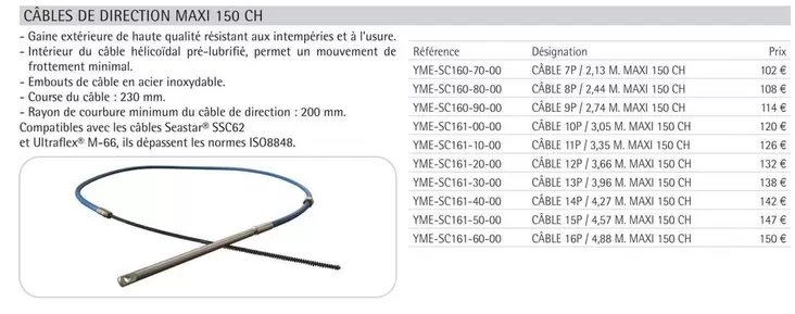 Câbles De Direction Maxi 150 Ch offre à 102€ sur Yamaha