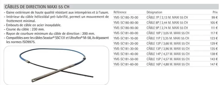 Câbles De Direction Maxi 55 Ch offre à 99€ sur Yamaha