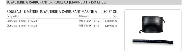 Tuyauterie A Carburant En Rouleau (Marine A1-Iso Et Ce)  offre à 5,1€ sur Yamaha