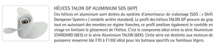 Yamaha - Hélices Talon Gp Aluminium Sds (6fp) offre sur Yamaha