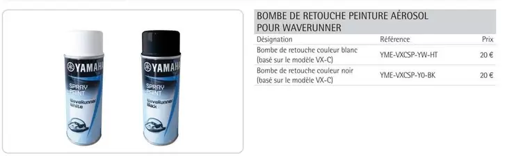 Bombe De Refouche Feinture Aerosol Pour Maverunamer offre à 20€ sur Yamaha