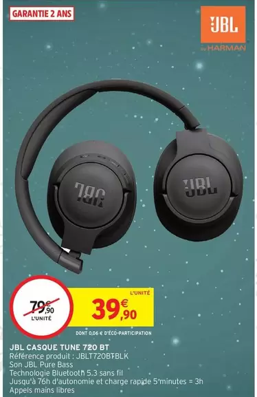 JBL - Casque Tinue offre à 39,9€ sur Intermarché