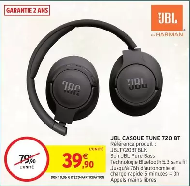 JBL - Casque Tune 720 Bt offre à 39,9€ sur Intermarché