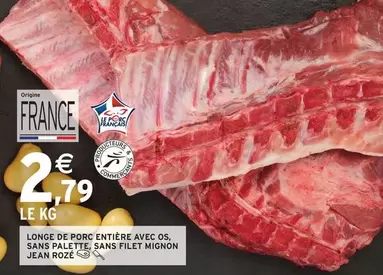 Palette - Longe De Porc Entière Avec Os, Sans , Sans Filet Mignon offre à 2,79€ sur Intermarché