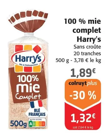 Harry'S - 100% Mie Complet offre à 1,89€ sur Colruyt