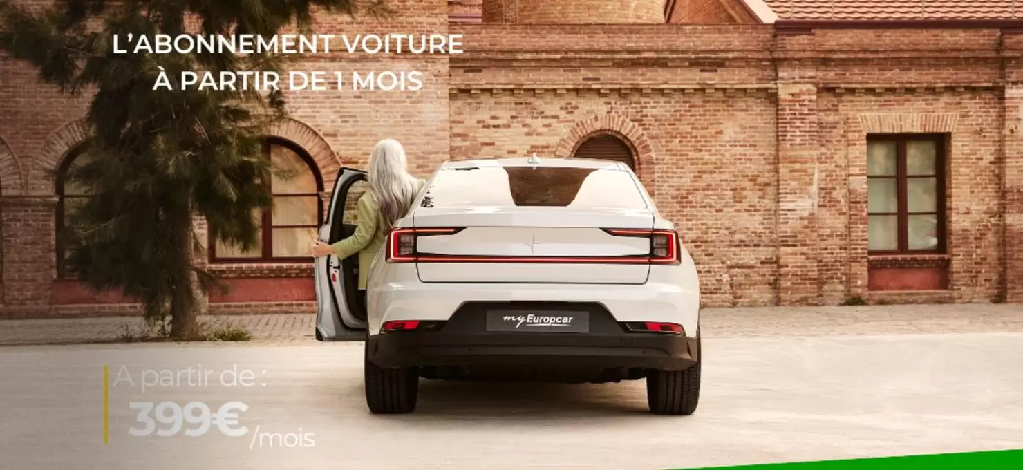 L'abonnenent Voiture A Partir De 1 Mois offre à 399€ sur Europcar