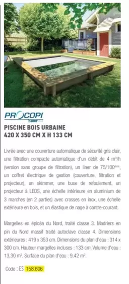 Procopi - Piscine Bois Urbaine 420 X 350 Cm X H 133 Cm offre sur Ciffréo Bona