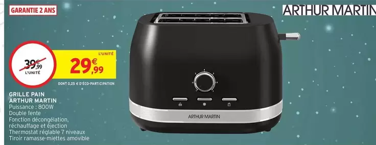 Arthur Martin - Grille Pain offre à 29,99€ sur Intermarché Hyper