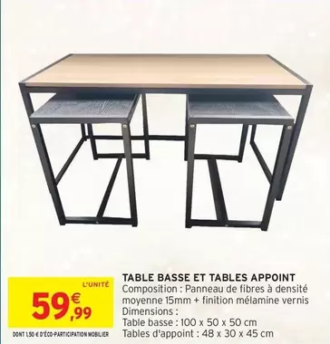 Table Basse Et Tables Appoint offre à 59,99€ sur Intermarché Hyper