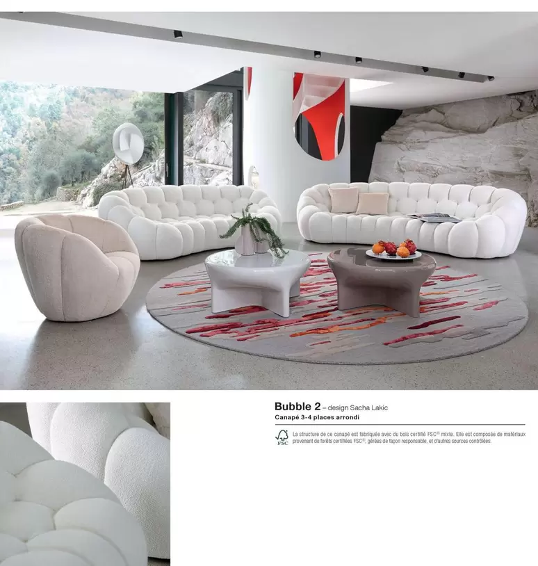 Bubble 2 Canapé 3-4 Places Arrondi offre sur Roche Bobois