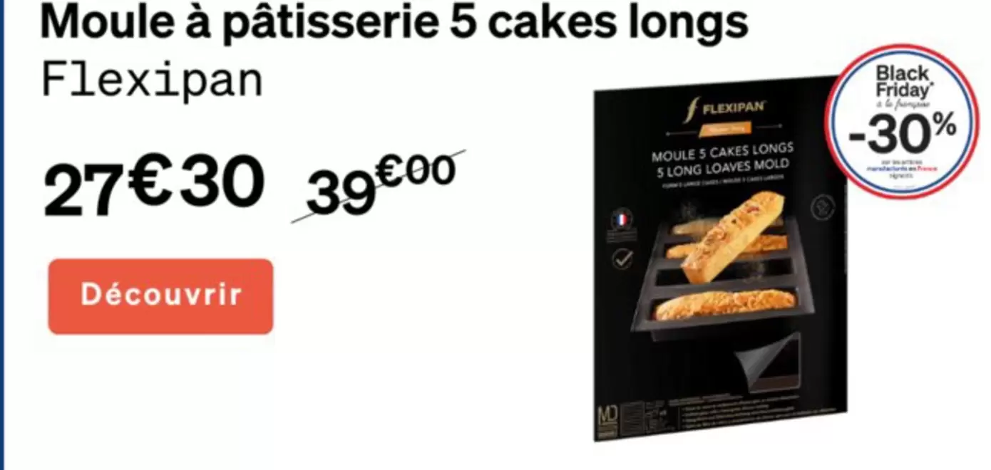 Flexipan - Moule À Pâtisserie 5 Cakes Longs offre à 27,3€ sur Alice Délice