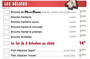 Les Délices offre sur Marie Blachère