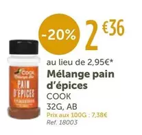 Cook - Mélange Pain D'Épices offre à 2,36€ sur L'Eau Vive