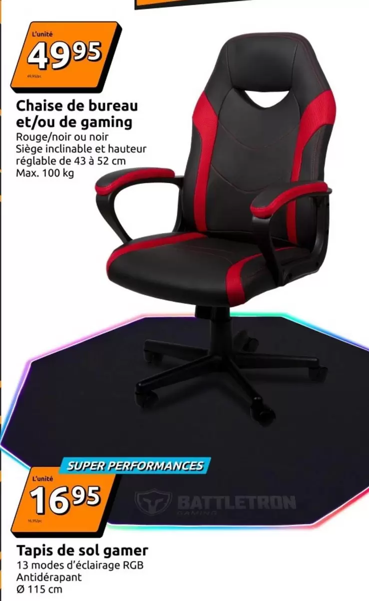 Chaise De Bureau Efou De Gaming offre à 49,95€ sur Action