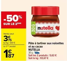 Nutella - Pâte À Tartiner Aux Noisettes Et Au Cacao offre à 3,75€ sur Carrefour City