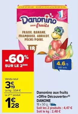 Danone - Danonino Aux Fruits Offre Découverte»> offre à 3,19€ sur Carrefour Drive