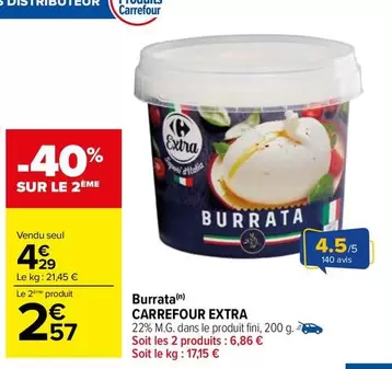 Carrefour - Burrata offre à 4,29€ sur Carrefour Drive