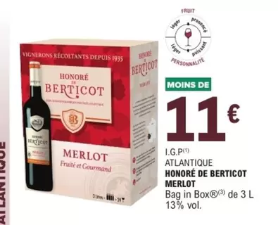 Berticot - I.g.p. Atlantique Honore De offre à 11€ sur E.Leclerc