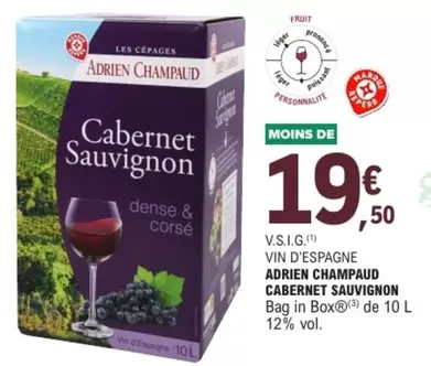 Cabernet Sauvignon offre à 19,5€ sur E.Leclerc