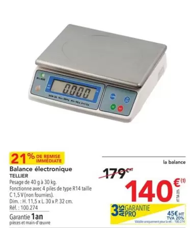 Teiller - Balance Électronique offre à 140€ sur Metro