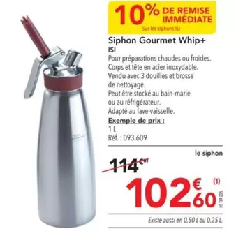 Isi - Siphon Gourmet Whip+ offre à 102,6€ sur Metro