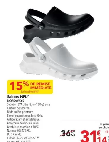 Nordways - Sabots NFLY offre à 31,14€ sur Metro