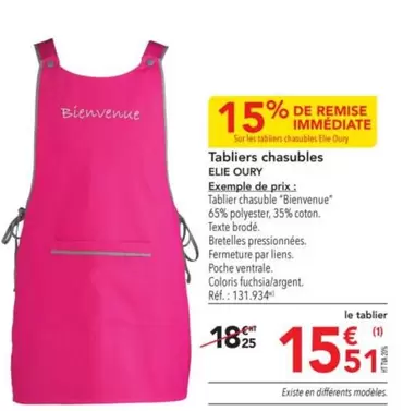 Elie Oury - Tabliers Chasubles offre à 15,51€ sur Metro