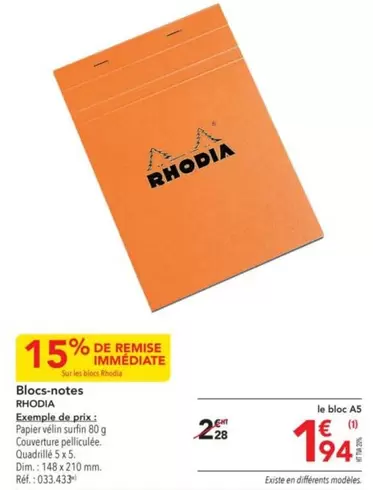 Rhodia - Blocs-Notes offre à 1,94€ sur Metro