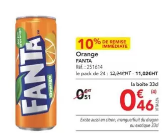 Fanta - Orange offre à 0,46€ sur Metro