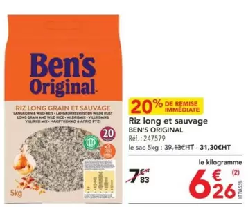 Ben'S Original - Riz Long Et Sauvage offre à 6,26€ sur Metro